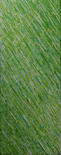 Peinture abstraite texture couteau tableau blanc vert pomme 50x20 cm décoration murale