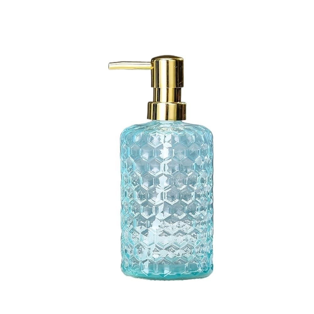 Home Soap Dispenser For Home/hotel/bathroom Glass Press Lotion Bottle 500ml Transparent Cylindrical Blue/Gray/Green/Yellow Shower Dispensers(Blue)