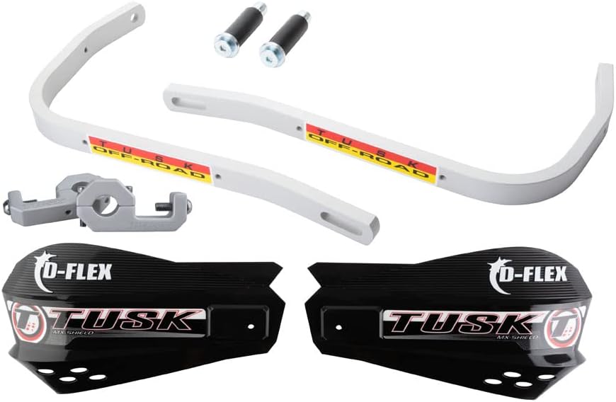 Tusk D?Flex Handguards with Black MX-Style Shields – Black Aluminum Guards – Fits 7/8? Handlebars – Durable Universal Fit