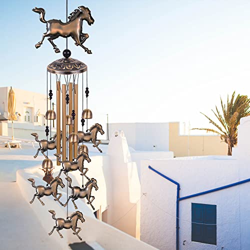 Solawindchime Horse Wind Chimes Outdoor, Horse Bronze Wind Chime, Horse Gift Wind Chimes, Horses Wind Bells, Gifts For Women, For Home, Garden, Indoor, Outdoor Decoration, Garden Horses Wind Chime #TOP7
