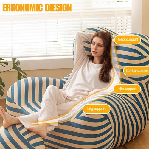 Sillón plegable redondo con tela lino azul y amarillo miniatura 5