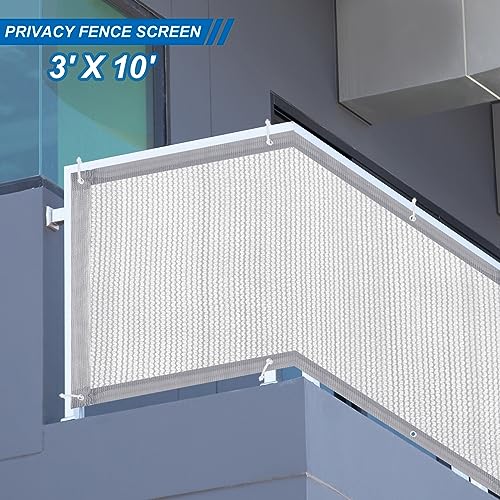 PATIKIL 3'x10' Patio Privacy Screen for Balcony Fence Cover for Apartment Railing Netting Mesh Shade Fabric Balcony Cover for Outdoor Deck Backyard Porch Railing Shield 90% (Gray) - Image 2