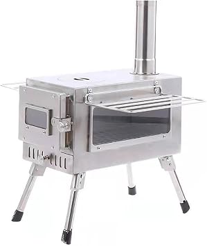 Hot Tent Stove Picnic Cubic Folding Cooking Tent Sauna Camp Solo Fireplace Portable Wood Stove Cassette FurnaceWHITE
