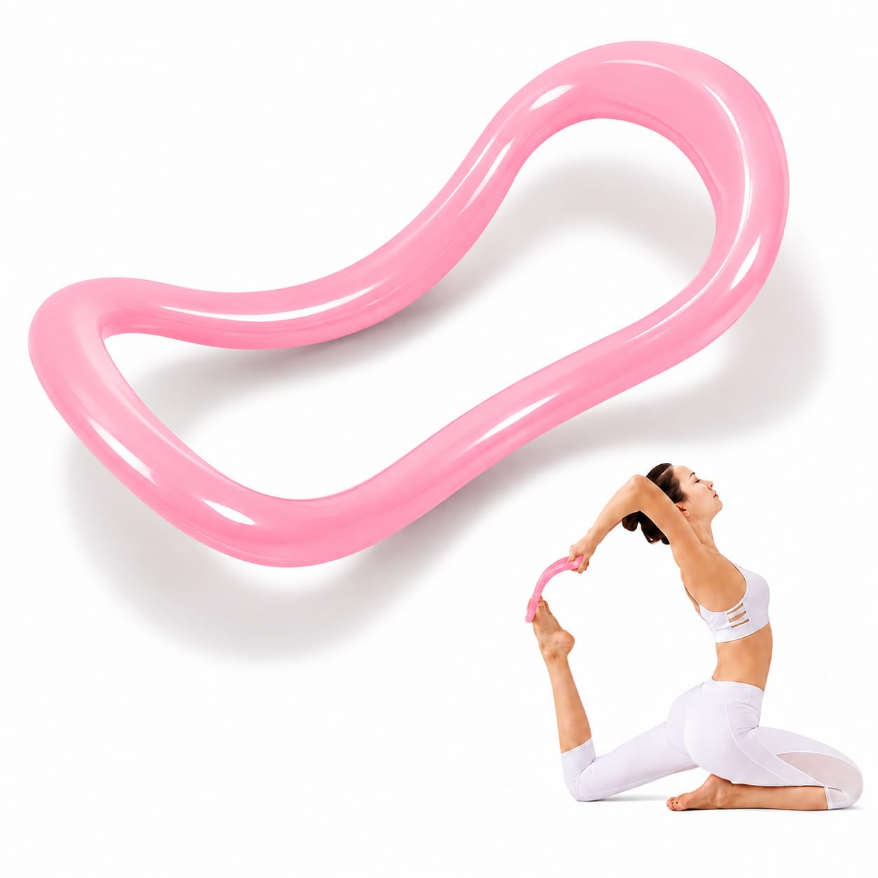 yoga ring for stretching & pilates | resistance exercise ring for yoga, pilates, full body workout, flexibility, core strength, back, leg & arm training | lightweight fitness ring (pink)