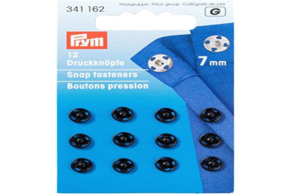 PrymSew-On Snap Fasteners Brass Black 7 mm
