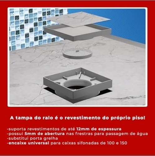 Ralo Oculto Seca Piso/porcelanato Inteligente Branco Tamanho:15x15