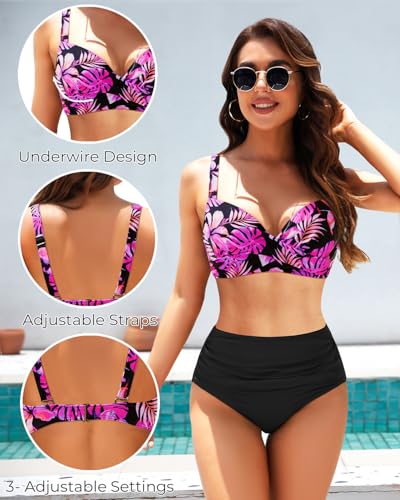 Image of Aqua Eve Women Underwire Bikini Top - Push Up Swimsuit Top Bra Padded Bathing Suit 2026 Twist Front Swimwear
