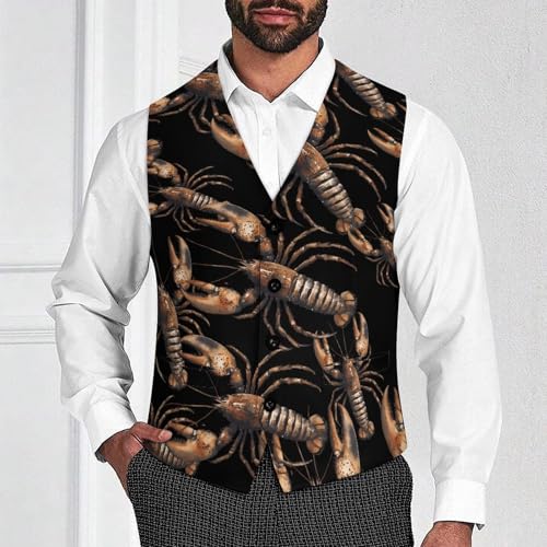 Lobster Men's Suit Vests Business Formal Dress Vest V-Neck Waistcoat for Wedding Casual2