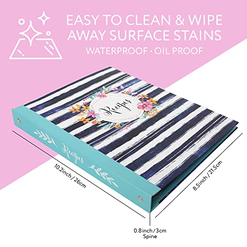 Lotfancy Recipe Binder, 8.5” X 10”, With 60 Blank Recipe Cards 4X6, 30 Plastic Page Protectors, 3 Tabbed Dividers, 24 Labels - Kitchen Recipe Card Cookbook Binder Organizer Kit #TOP5