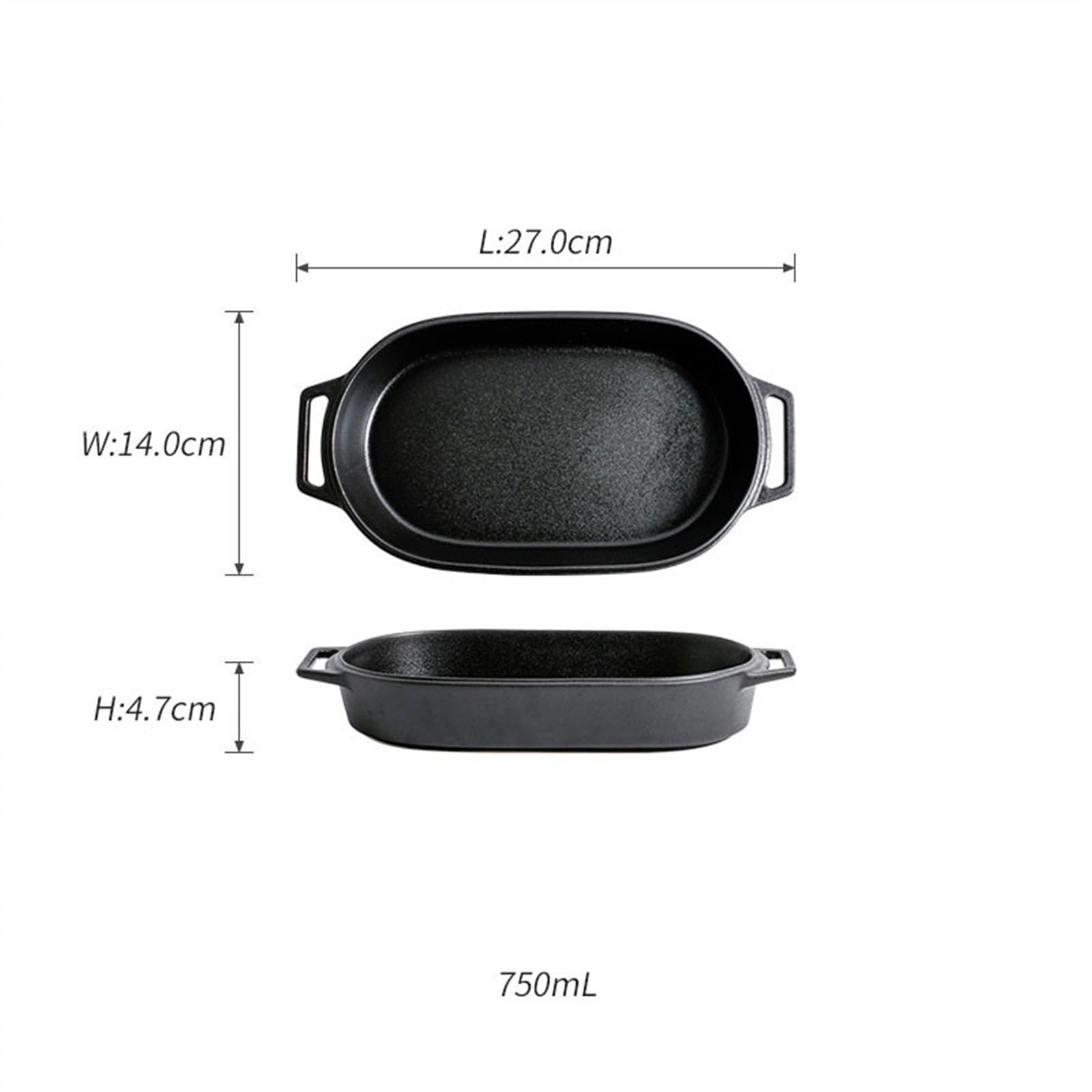 Sartenes para lasaña, Fuente de cerámica for Hornear lasaña con Doble asa. Múltiples capacidades y tamaños. Apto for microondas, Horno y lavavajillas.(27cm)