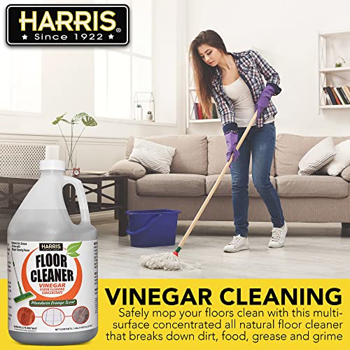 HARRIS Orange Vinegar Floor Cleaner, 128oz for Use on Hardwood, Laminate, Vinyl and Tile Floors