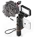Mouriv Smartphone Video Rig,iphone Video Accessories Phone Vlogging Stabilizer Hand Grip With Mini Cardioid Microphone,Video LED Light, Solid Aluminum Cold Shoe Extension Bar