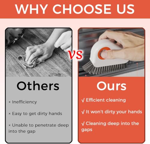 Image of Coofandy Window Track Groove Cleaning Brush 2 in 1 Crevice Cleaner with Dust Collector Scraper Sliding Door Rail Cleaner Gap Cleaning Brush Multi Purpose Household Cleaning Tool for Window Kitchen
