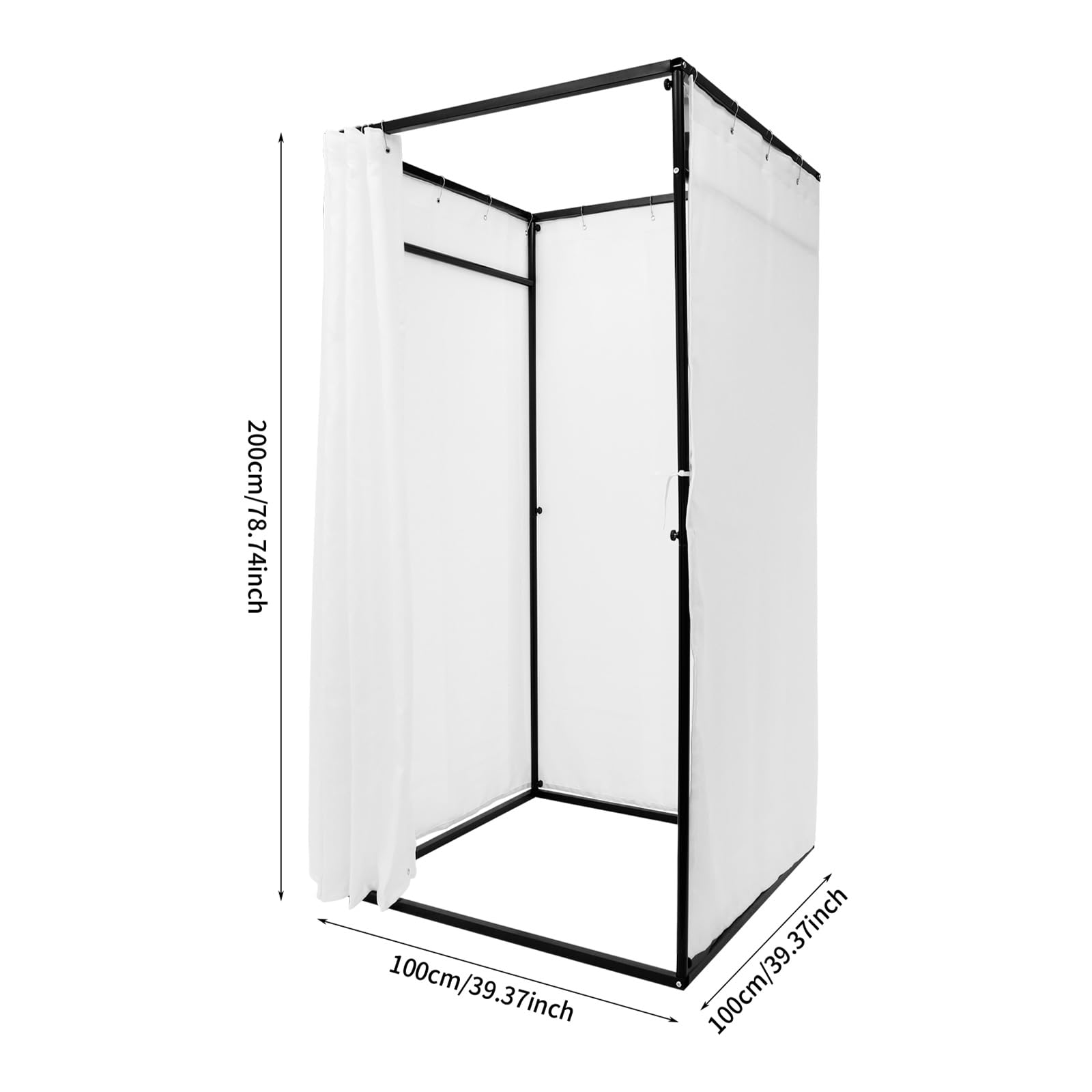 Tragbare Umkleidekabine 100x100x200cm | Freistehend mit Eisenrahmen & Lichtundurchlässigem Leinenstoff | Abnehmbar (Weiß)