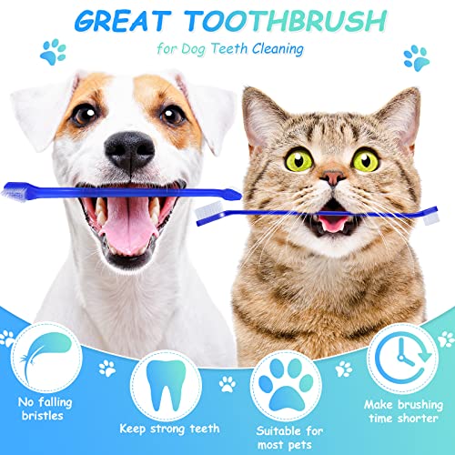 Image of Honeydak 80 Pcs Dog Toothbrush Bulk Dual Headed Dental Brushes Dogs Tooth Brushing Kit Long Handle Pet Tooth Brush for Puppy Large Small Cats and Most Pets Teeth Cleaning Dental Supplies(Dark Blue)