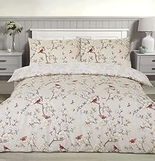 Night Comfort Duvet Cover Set with Pillowcase - Toile Floral Butterflies Print Polycotton Luxury Reversible Bed Set Quilt and Pillow Cover (Chinoiseries Birds- Multicolour, Double)