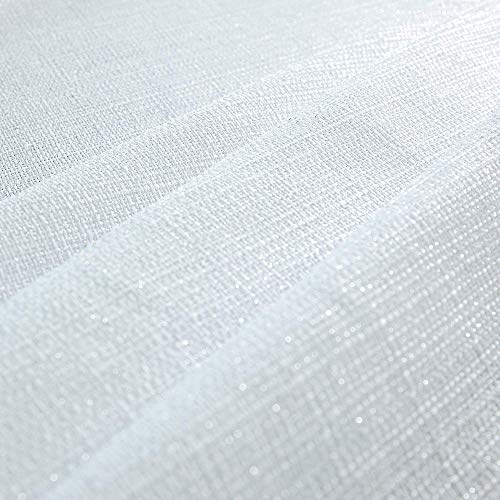 White Semi Sheer Curtains 95 Inches Long For Living Room 1 Panel Grommet Silver Gold Metallic Woven Sparkling Window Drapes Luxury Glam Glitter Curtains For Bedroom Decor Dining Sliding Glass Door #TOP5