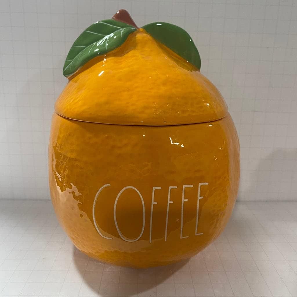 Rae Dunn COFFEE Canister – ORANGE – Ceramic – 7 in tall / 6 in diameter