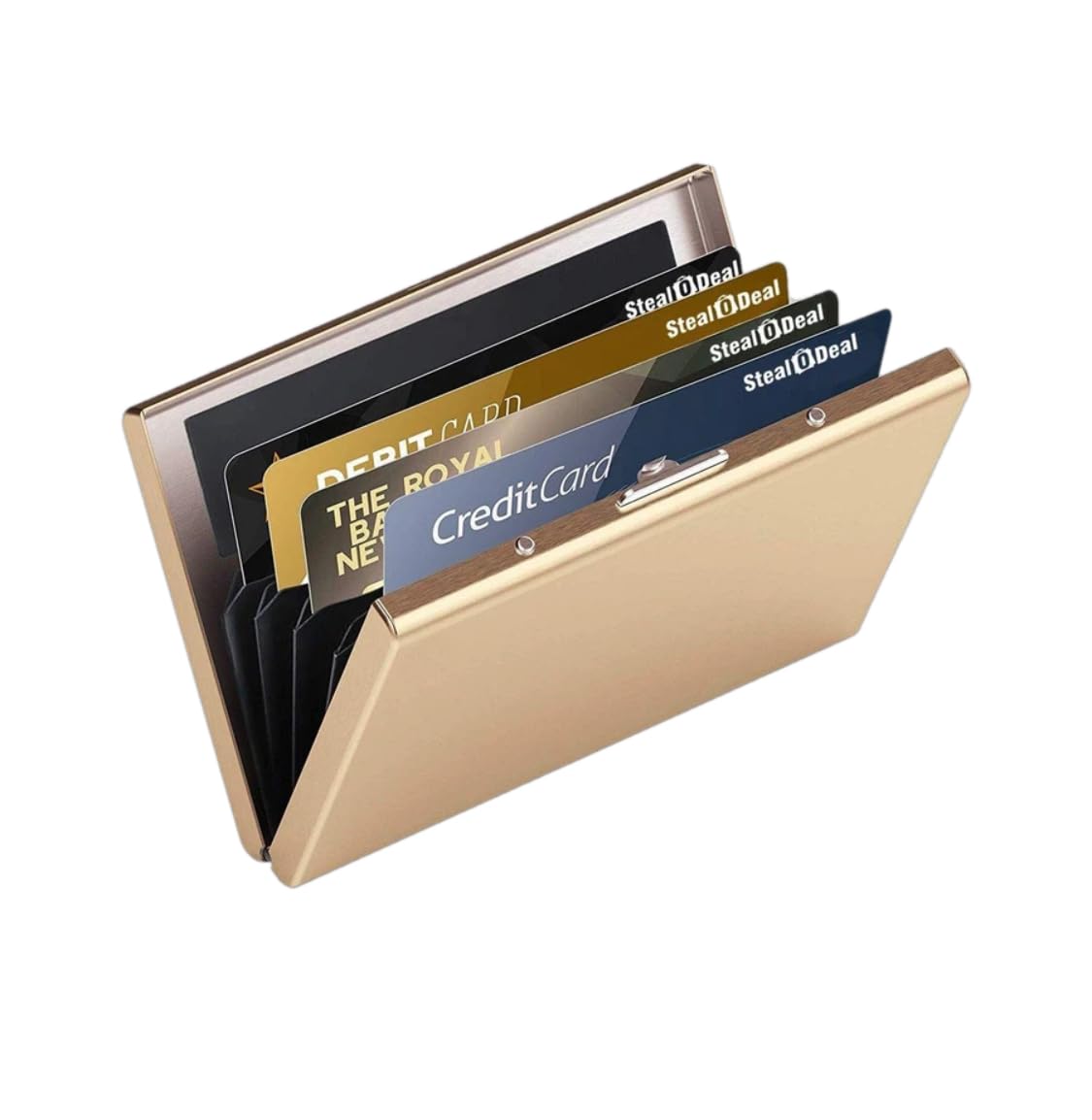 Trendy Golden Metal Water-Resistant Stainless Steel Debit/Credit Business ATM 6 (Unisex) Card Holder (Set of 1, Gold)-image-47