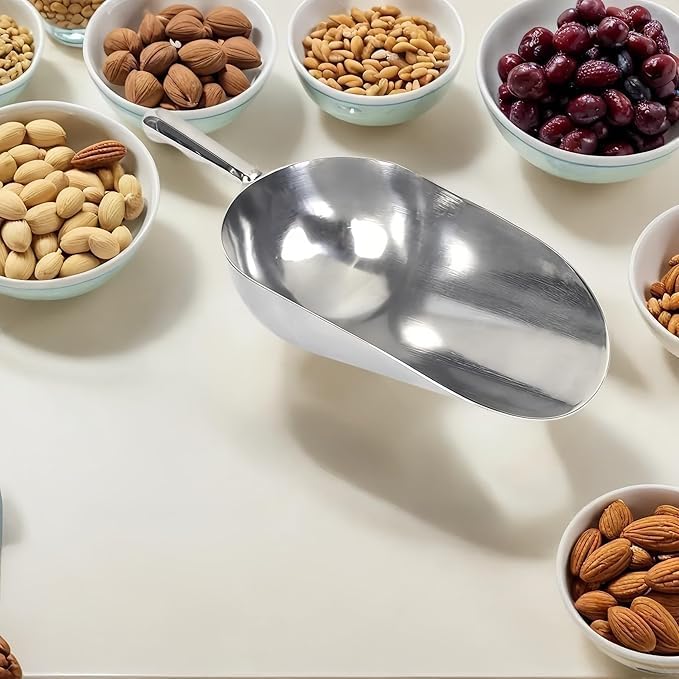 Miniatura 9 de Cuchara de metal para hielo, cuchara de comida de cocina de aleación de aluminio de 38 onzas para dulces, harina de hielo, azúcar, café, granos de