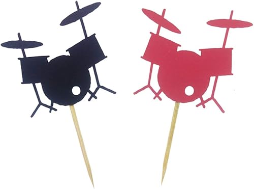 Miniatura 2 de Morndew 24 adornos para cupcakes de tambor para fiesta de música, baby shower, fiesta de cumpleaños, decoración de fiesta de boda