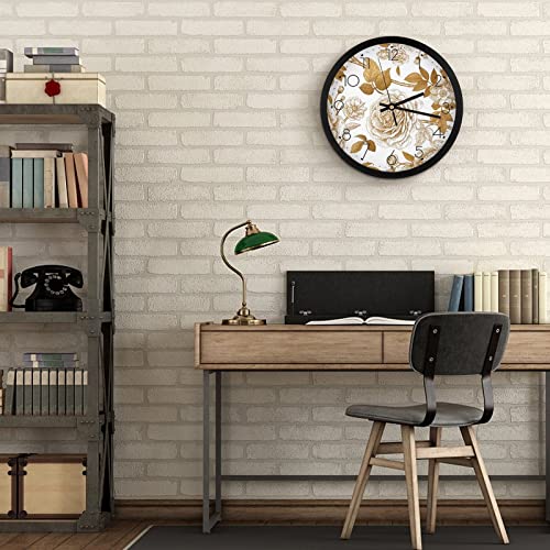 Horloge murale 25.4cm au design de fleur marron et épuré - 7
