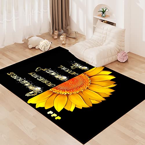 Sunflower Rugs For Bedroom Sunflower Area Rug 3'X5' Butterfly Rug Teen Girls Boys Bedroom Living Room Indoor Outdoor Home Decor Carpet #TOP26