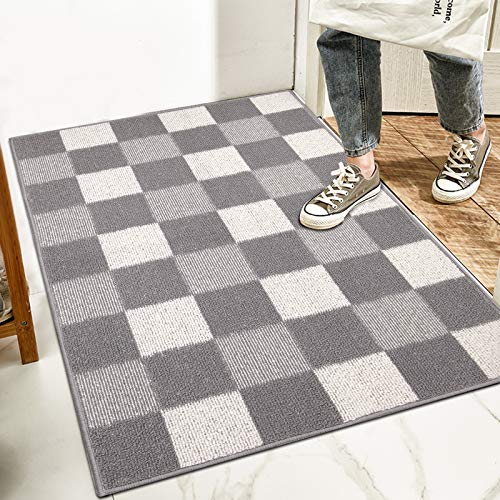 HEBE Extra Large Indoor Outdoor Doormat 32″x 48″ Washable Checkered Farmhouse Front Door Mat Non Skid Absorbent Mud Entrance Rug Dirt Trapper Floor Carpet Welcome Mat