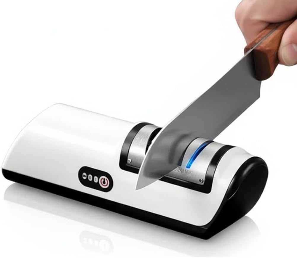 Electric Knife Sharpener with 20° Auto Angle Guide | 2-Stage Diamond Sharpening System | Rechargeable Professional Kitchen Knife Sharpener for Chef, Home & Stainless Steel Knives