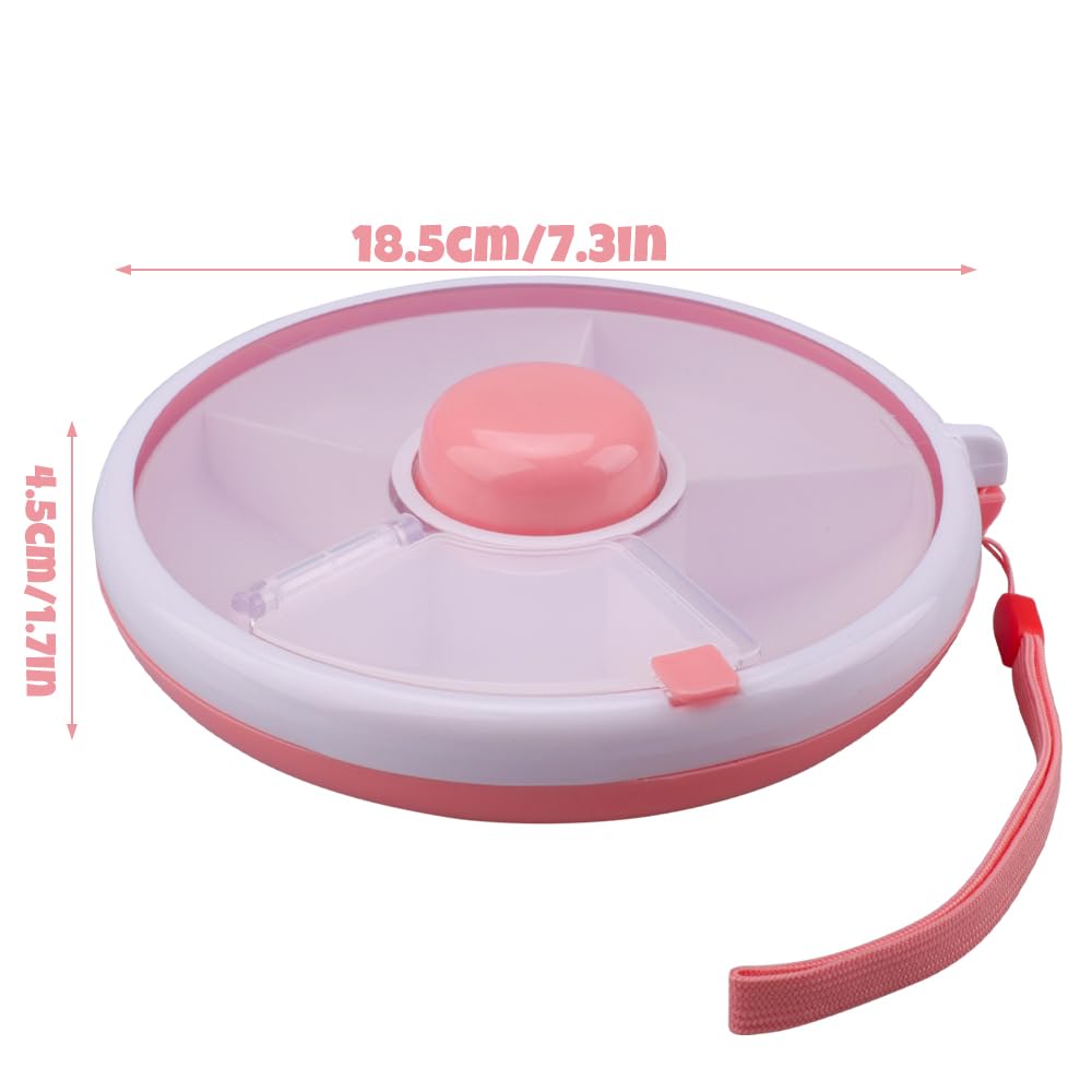 Spinner Spinner Snack Organizer na przekąski z przegródkami, obracany, tylko suchy, idealny na cukierki, orzechy, piknik na spotkania rodzinne (różowy)