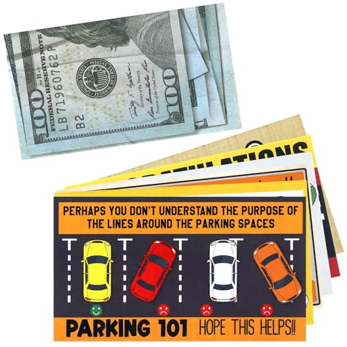 Celehappy Bad Parking Cards 60 Pcs Set of Funny Prank Notes for Cars Includes 6 Different Designs Perfect for Joking on Bad Drivers Looks Like 100 Dollar Bill from Far