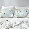 Kossmjx Cat Bedding Set Twin Size, Cartoon Cats Comforter for Girls Kids Teens, Blue Lovely Quilt Animal Pattern Comforter Set Soft Breathable Cute Duvet Set for All Season 2Pcs with Pillowcase #2