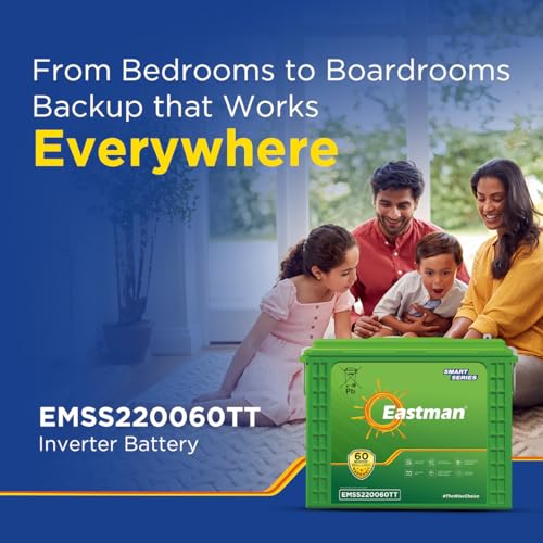 Image of Eastman EMSS220060TT | Tall Tubular | 220 AH Inverter Battery |Warranty 60 (36+24) Months for Home & Office