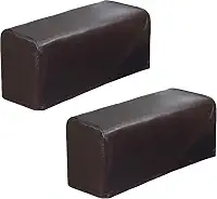 HAPYLY Conjunto de 2 capas de couro sintético para sofá e poltrona, antiderrapante, impermeável, café