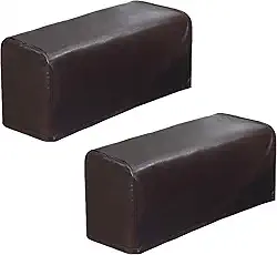 HAPYLY Conjunto de 2 capas de couro sintético para sofá e poltrona, antiderrapante, impermeável, café