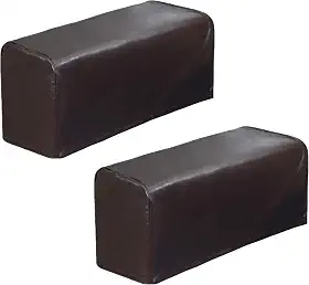 HAPYLY Conjunto de 2 capas de couro sintético para sofá e poltrona, antiderrapante, impermeável, café