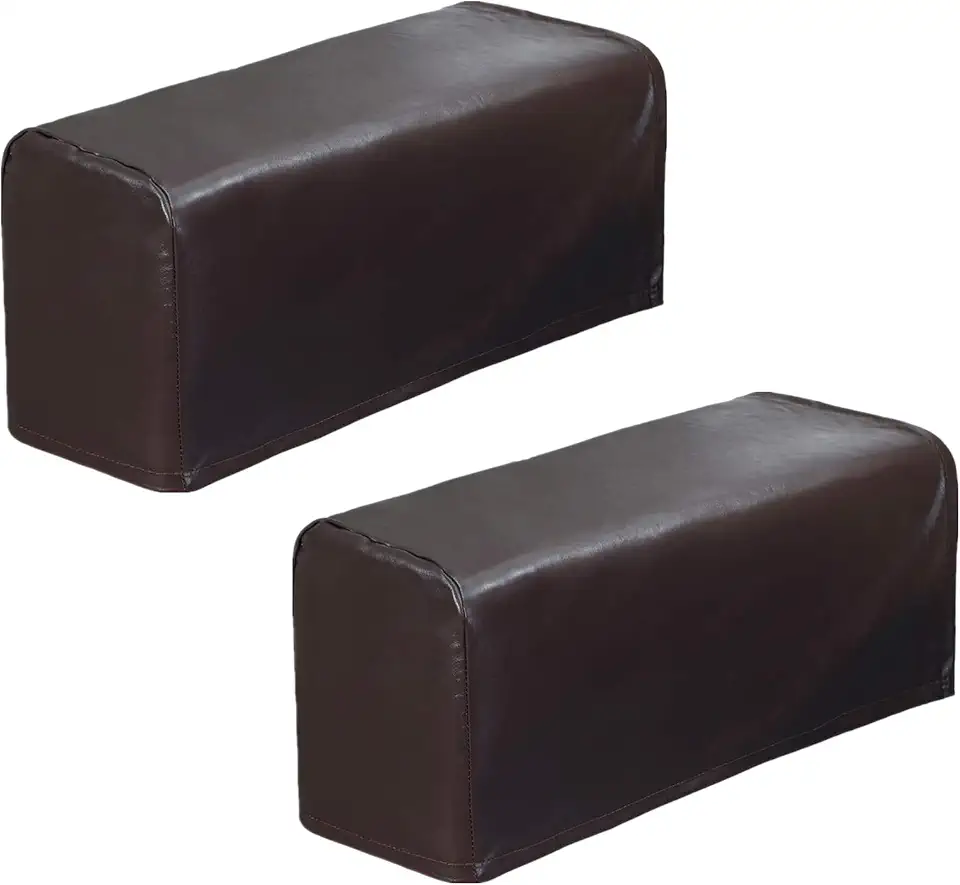 HAPYLY Conjunto de 2 capas de couro sintético para sofá e poltrona, antiderrapante, impermeável, café