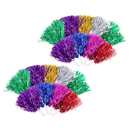 Pompons de cheerleading multicolores lot de 18 pièces avec poignée plastique pour sport