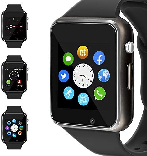 WJPILIS Smart Watch Touchscreen Bluetooth Smartwatch Wrist Watch Sports Fitness Tracker with SIM SD Card Slot Camera Pedometer Compatible iPhone iOS Samsung Android for Men Women Kids (Grey)