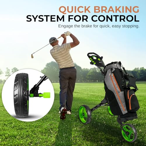 Image of JOVIAL Foldable 3 Wheel Junior Golf Push Pull Cart with Aluminum Frame