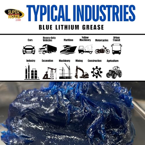Lithium Grease Superkote 2000 / Cartridge/NLGI 2 / Multipurpose/Lubricant/EP/High Temp/Industry/Construction/Automotive/Blue Grease / 1 Pack / 397gr -14oz