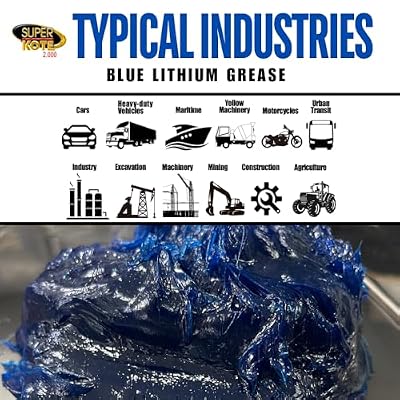 Blue and Tacky Lithium Grease Superkote 2000 | NLGI 2 | Lubricant Grease | Extreme Pressure | High Temperature | Heavy Duty | Wheel Bearing Grease | Marine | Automotive | Blue Grease | 360 gr Can