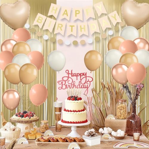 Image of Beige Birthday Decorations,Birthday Balloons Set