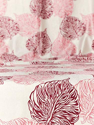 Image of Cortina Durable & Stylish Premium Leaf Print 100% Polyester Curtains - with Metal Grommets - Easy Fit Over Window - Bedroom Living Room Kids Room Hall Kitchen - 7 Feet Set of 1 - Maroon 2