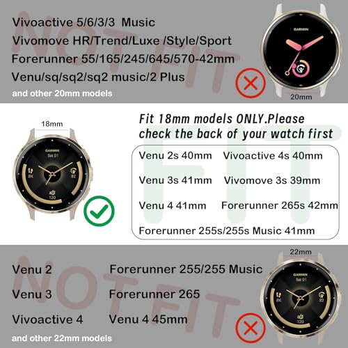 Huadea 5 Pack 18mm Silicone Watch Band Compatible with Garmin Vivoactive 4S/Vivomove 3S/Venu 3S 41mm/Venu 4 41mm/Venu 2S/Forerunner 255S/265S, Quick Release Soft Sport Straps for Women Men by Huadea - Used condition - Image 2