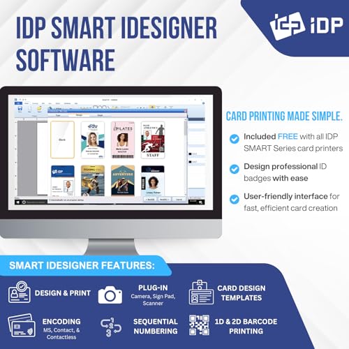 IDP SMART-31 Series ID Card Simplex Printer Bundle with USB Camera, Software, Manuals - Includes 250-Print YMCKO Color Ribbon, 100 Plastic Cards, and IDP's EasyCapture Photo Capture Tool Free Trial!