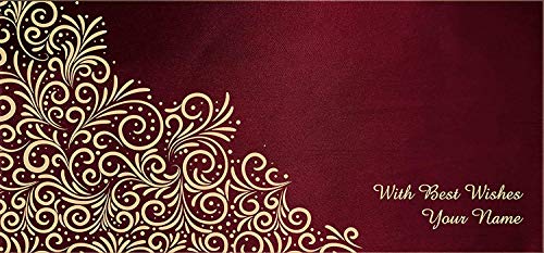Image of Brown Cloud Customised Exclusive Designer SATIN Maroon Shagun /Money /Gift Envelope /Cover /Lifafa for Gift /Festival with Personalized Text Message /Name /Photo (Pack Of 10)