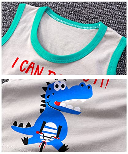 Image of Toddler Boys 4 PCs Tank Top and Shorts Set Summer Sleeveless Cotton Outfit