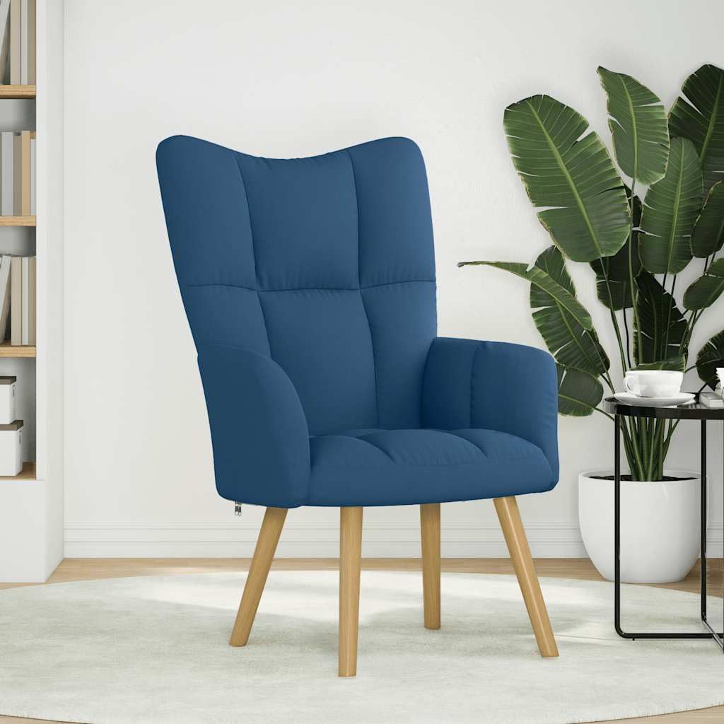 Poltrona relax imbottita con struttura in metallo e rivestimento in tessuto, comoda poltrona singola con braccioli, per soggiorno e salotto, dimensioni: 61,5 x 69 x 95,5 cm, colore: blu