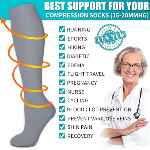 Image of Copper Compression Socks for Women & Men (6 pairs) - Best Support for Nurses, Running, Hiking, Recovery